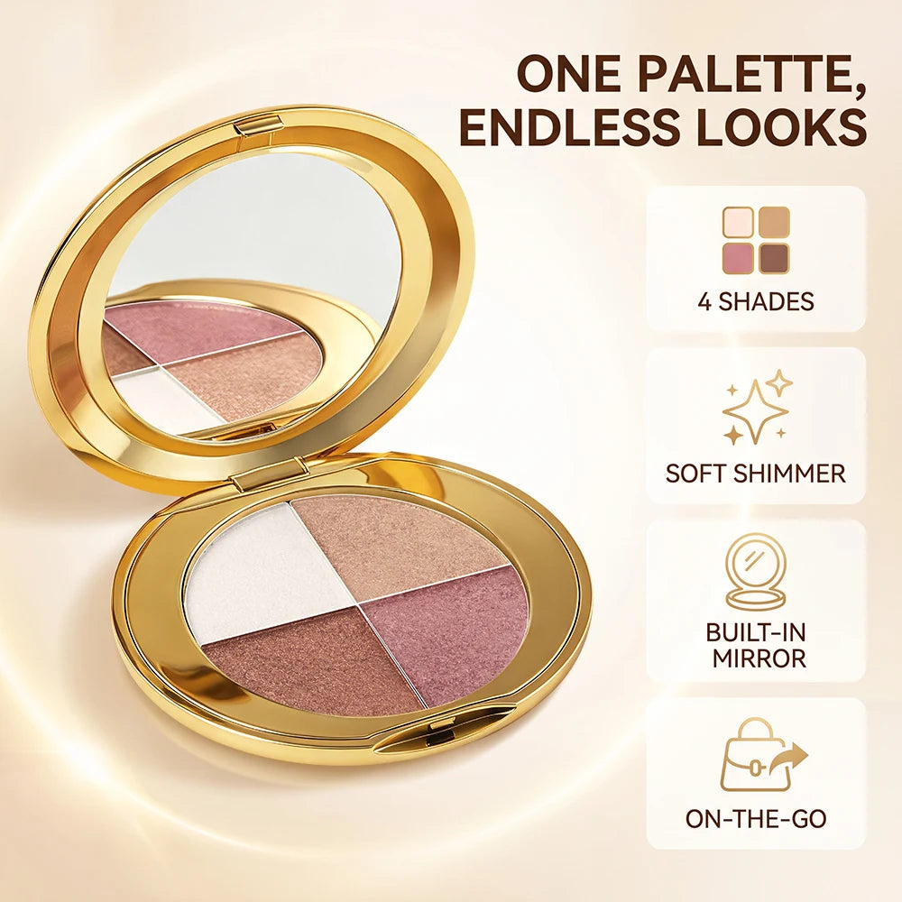 4-Color Shimmering Highlighting and Contouring Face Palette - 2