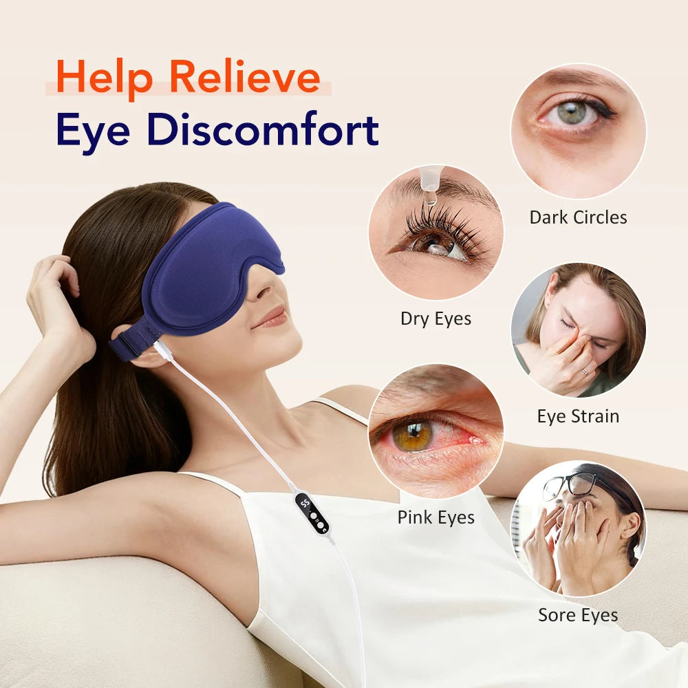Heated Vibrating 3D Eye Massager Mask for Stress Relief and Sleep - 14