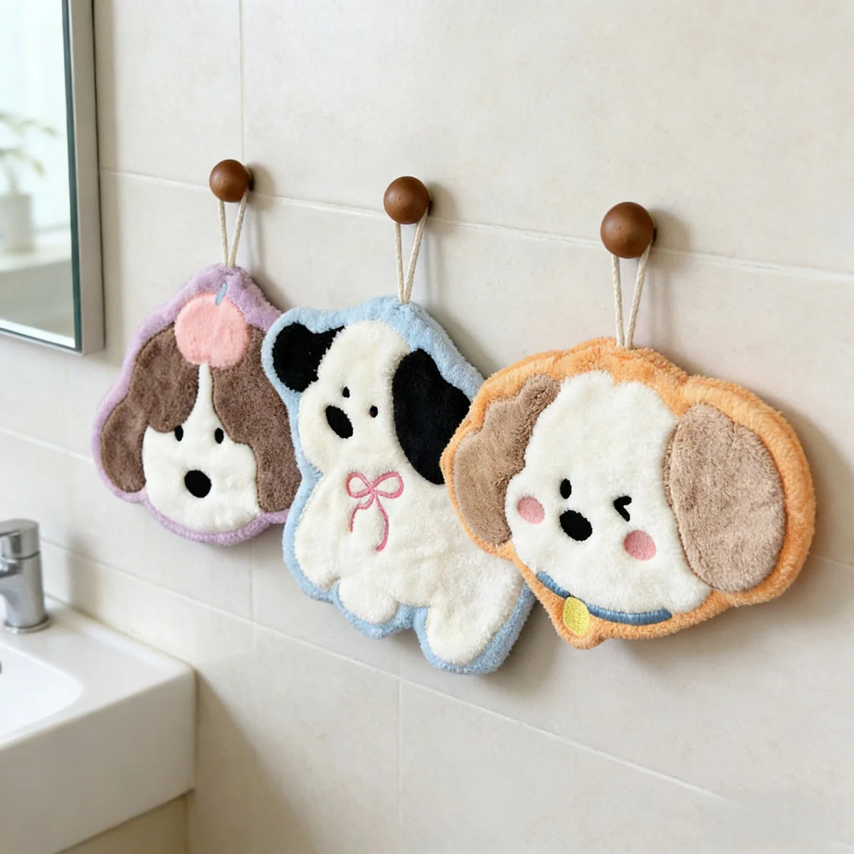 Cute Cartoon Puppy Hanging Hand Towel for Kitchen and Bathroom