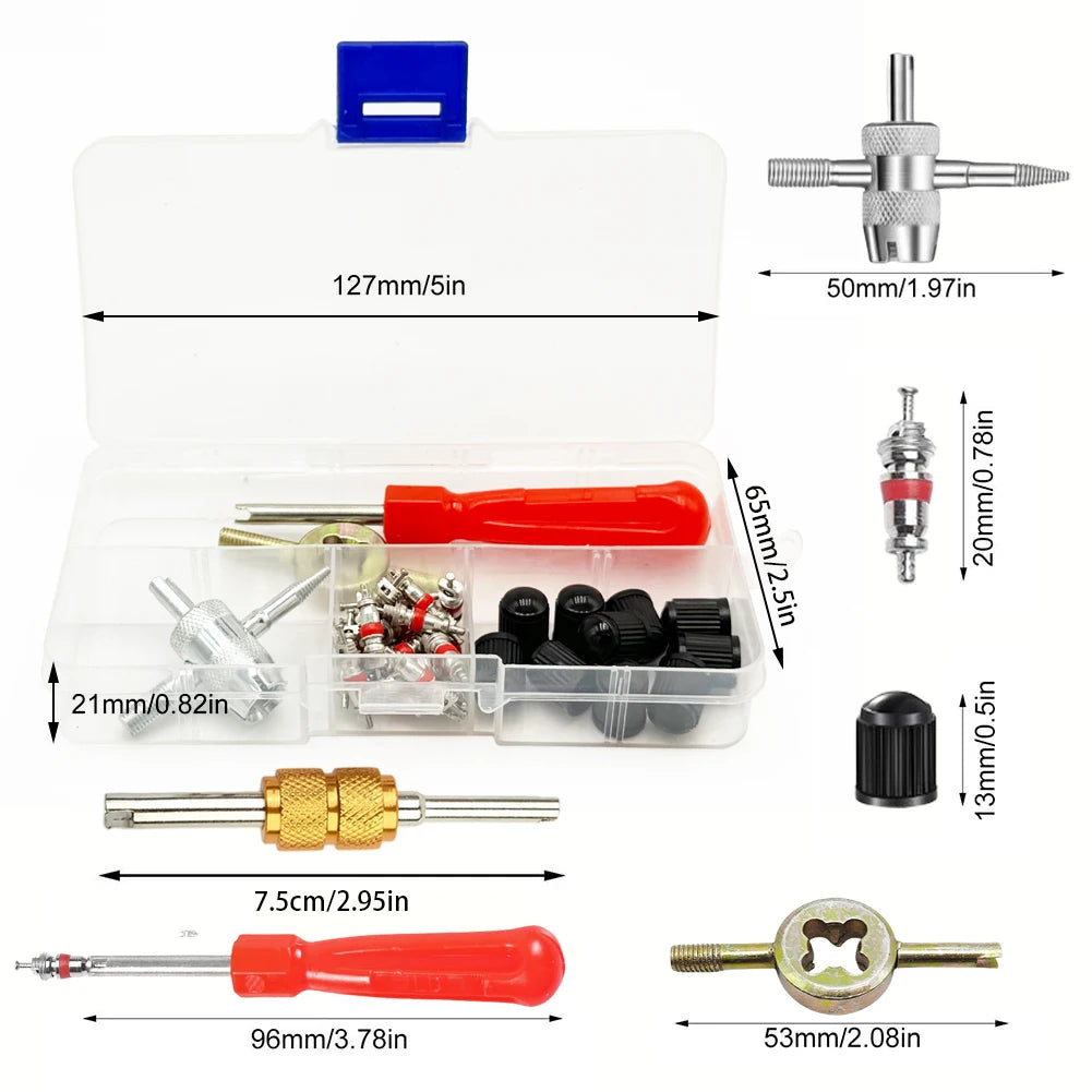 33-Piece Tire Valve Core Repair and Installation Tool Kit - 2