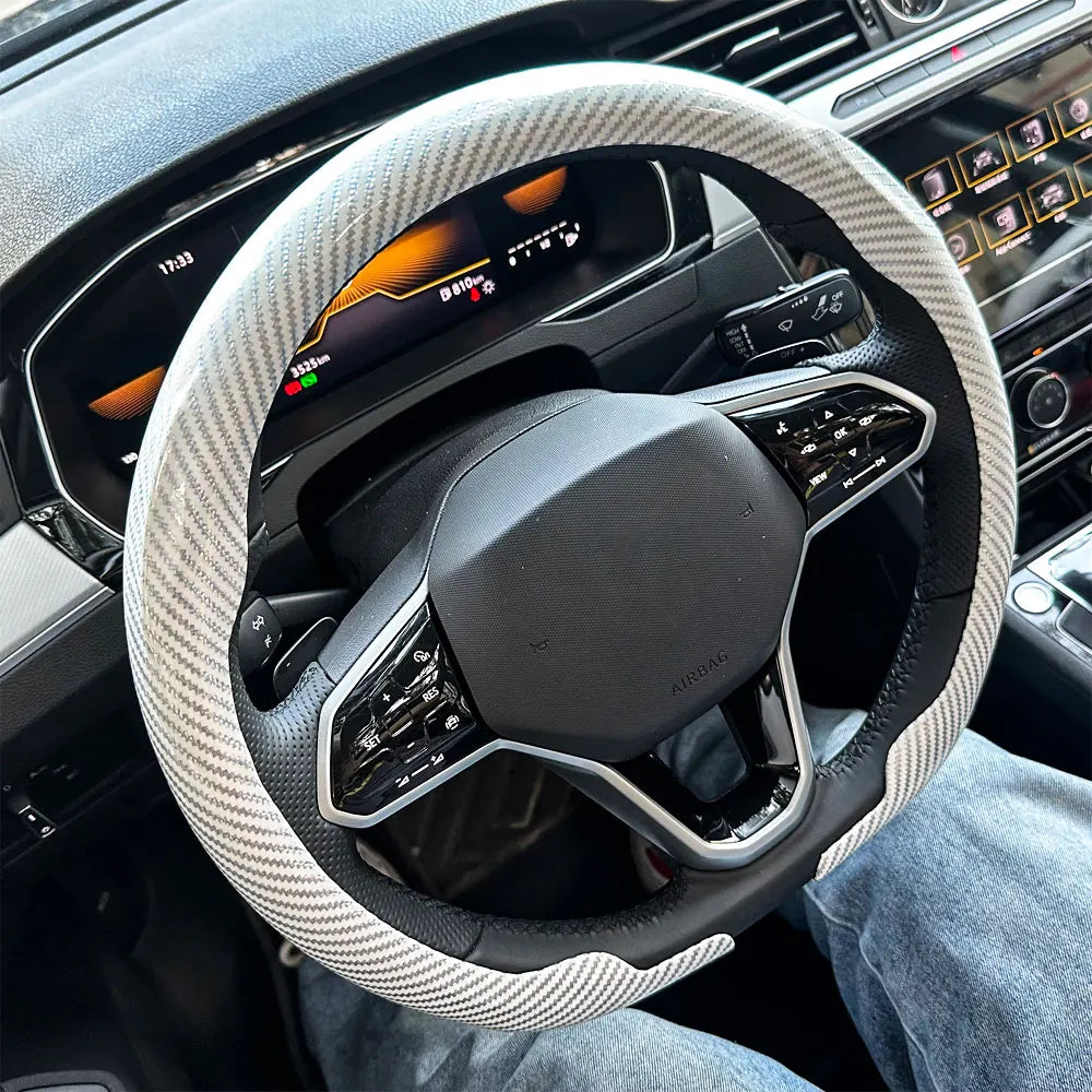 Universal Carbon Fiber Steering Wheel Cover for All Seasons - 28