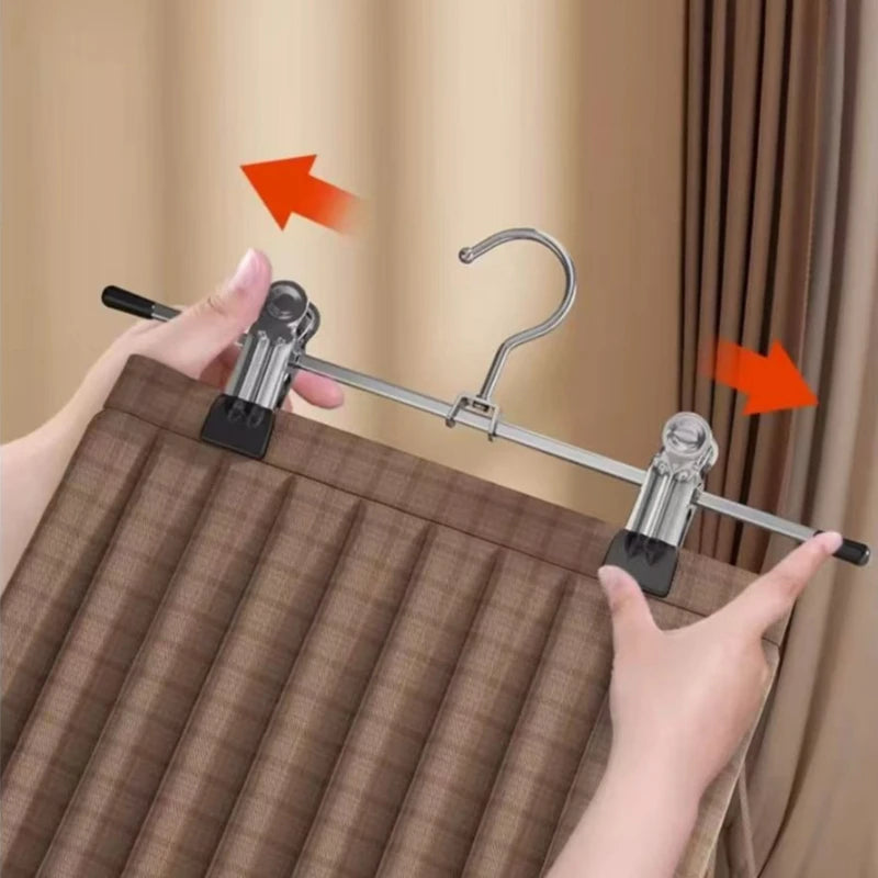 10pc Metal Pants Hangers Windproof Drying Rack with Adjustable Clips - 5