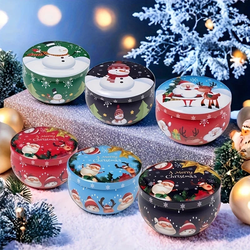 10 Pcs Christmas Candle Tins Festive Metal Jars for Crafting Gifts