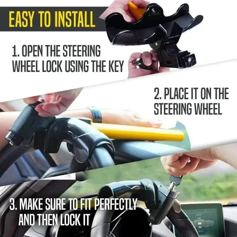 Heavy Duty T-Shaped Anti-Theft Car Steering Wheel Lock - 4