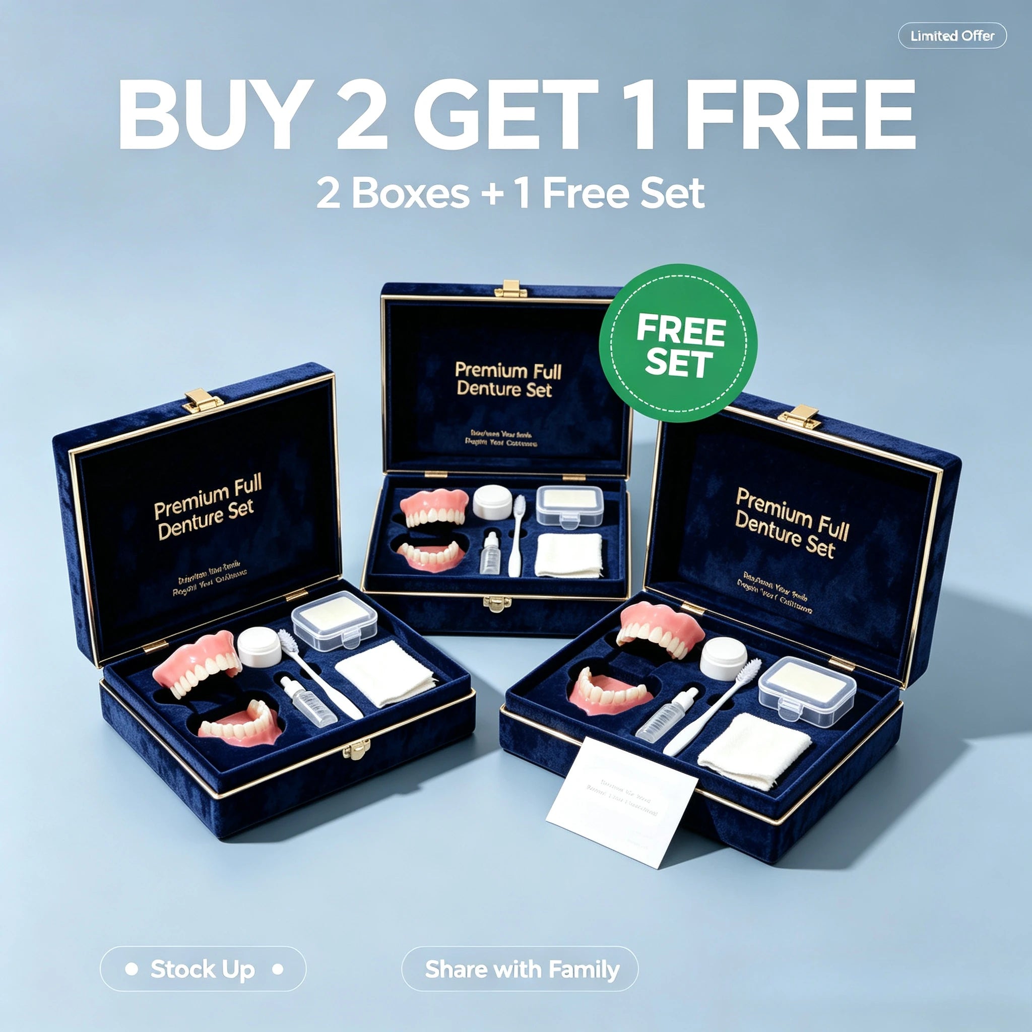 Comfort Silicone Full Mouth Denture and Dental Care Kit - 13
