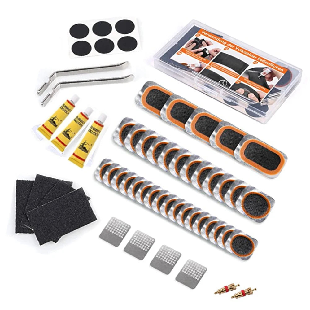 Portable Bicycle Tire Repair Kit with Patches and Tire Levers