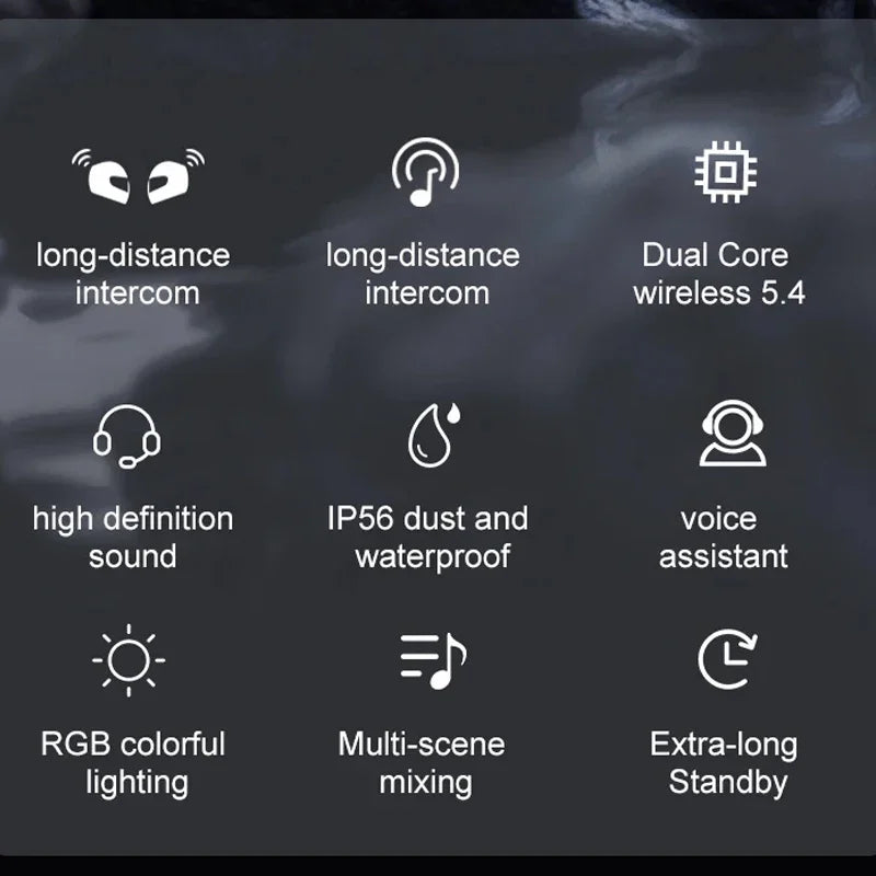 Wireless Motorcycle Helmet Bluetooth Headset with 500M Intercom