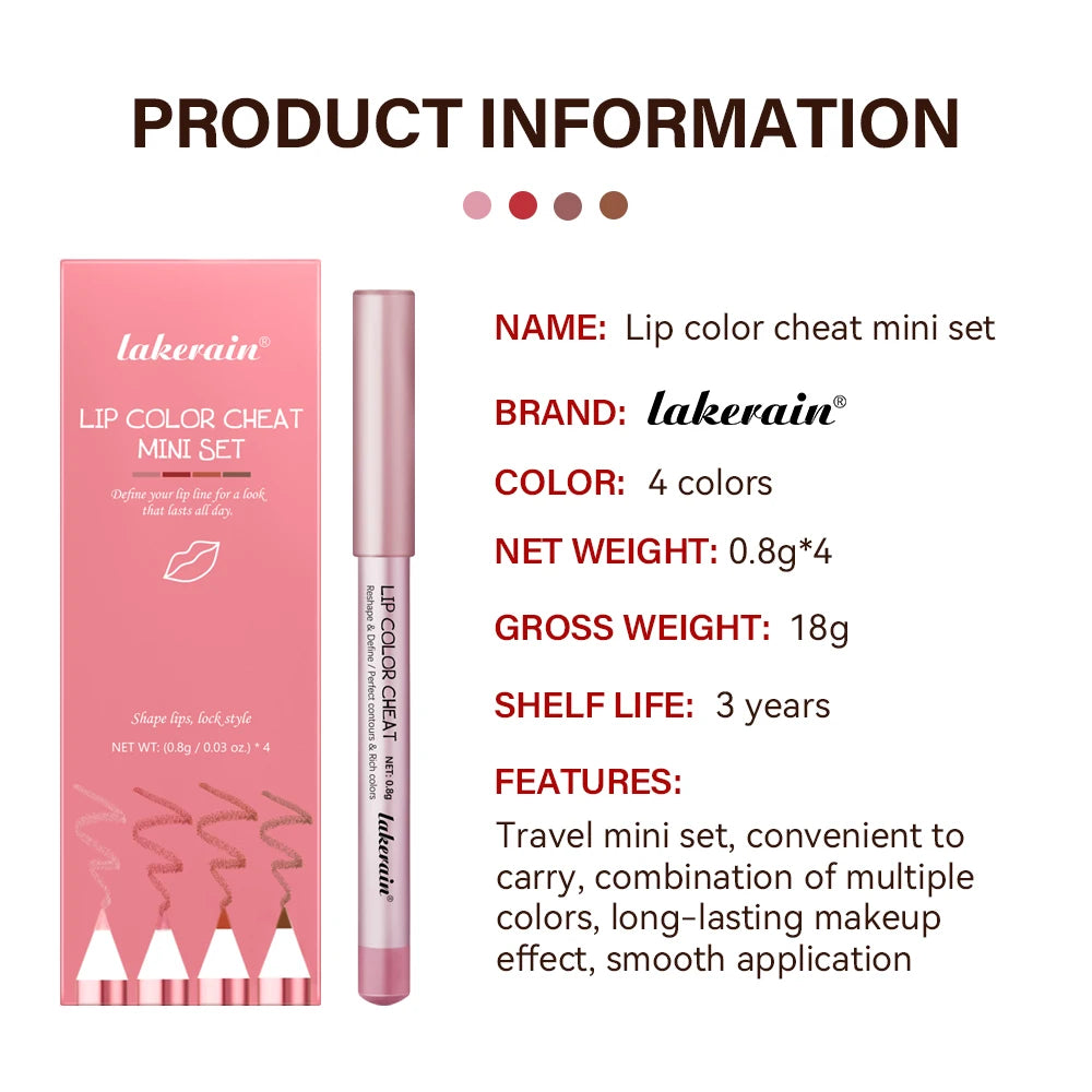 Waterproof Matte Lip Liner Pencil Set - 7