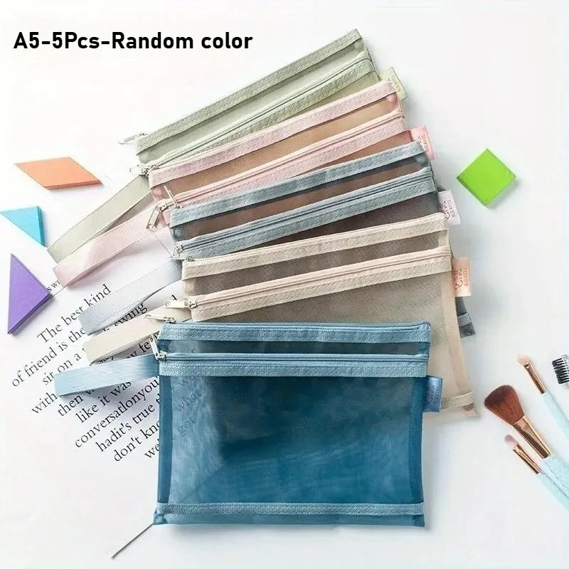 Transparent Double-Layer Mesh Document Storage Bag