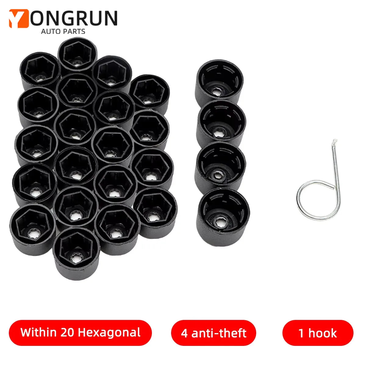 24PCS 17mm Car Wheel Nut Bolt Covers Hub Screw Protection Caps