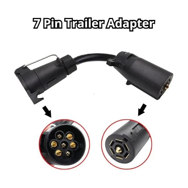 7-Way Blade to 7-Pin Round Trailer Light Adapter Converter - 8