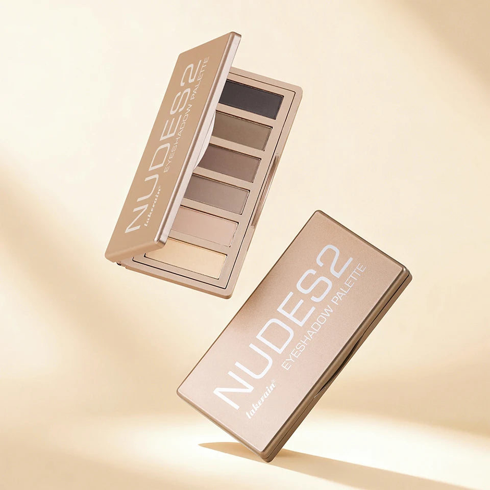 6-Color Nude Eyeshadow Palette with Makeup Brushes