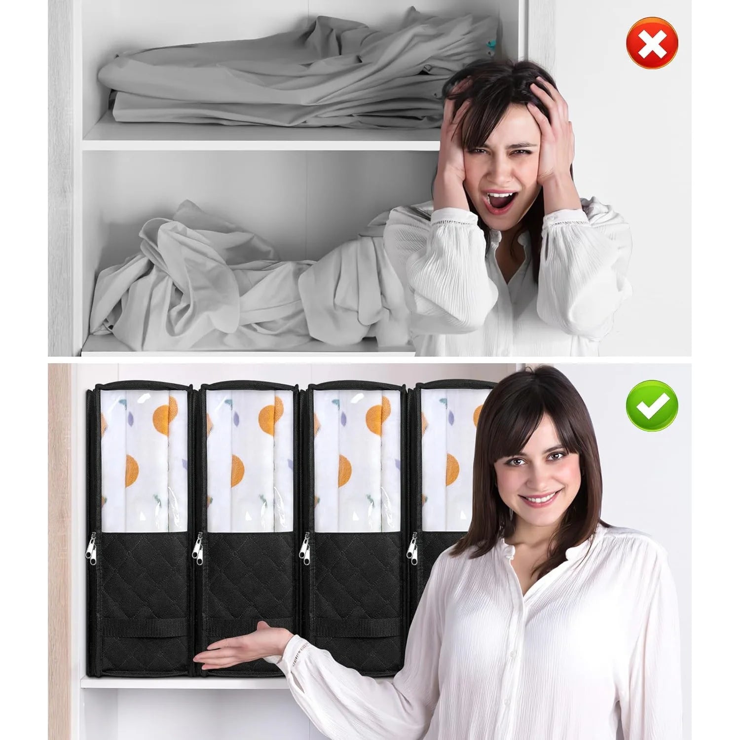Foldable Bedding and Clothing Storage Organizer with Clear Window - 5