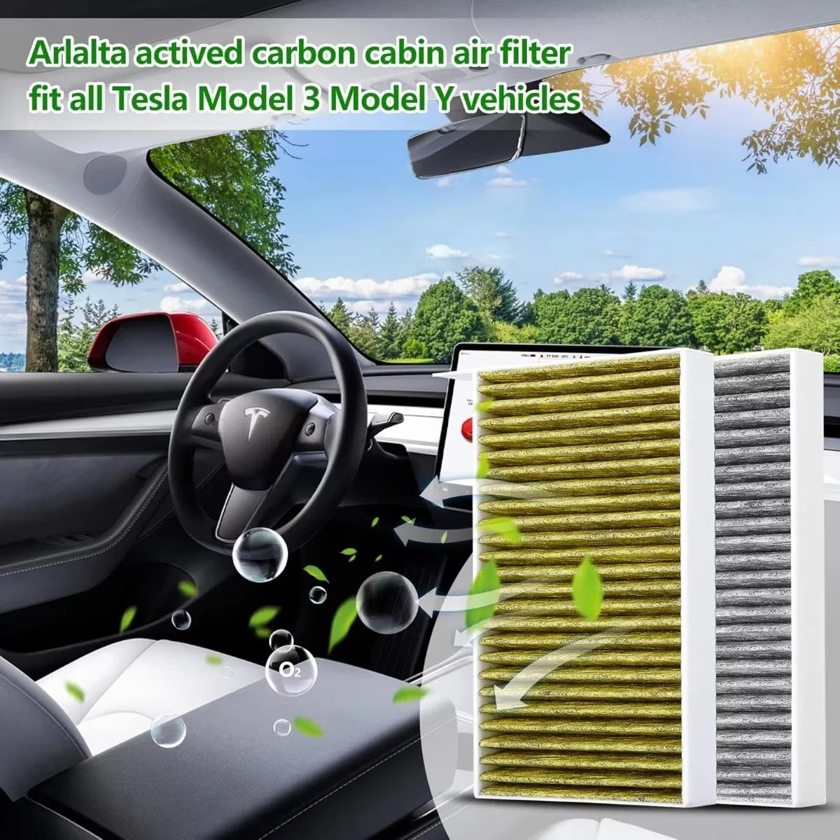 Activated Carbon Cabin Air Filter for Tesla Model 3 and Model Y - 5