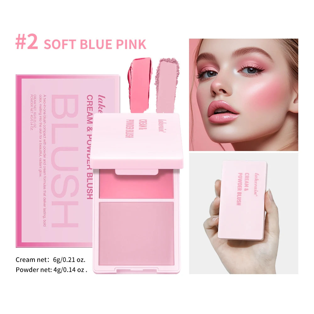 2-in-1 Cream and Powder Blush Palette for Radiant Cheek Makeup