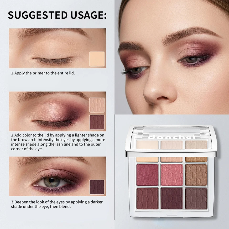 9-Shade Pigmented Eyeshadow Palette for Versatile Makeup Looks