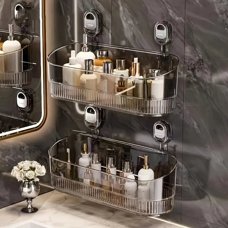 Punch-Free Suction Cup Bathroom Storage Shelf