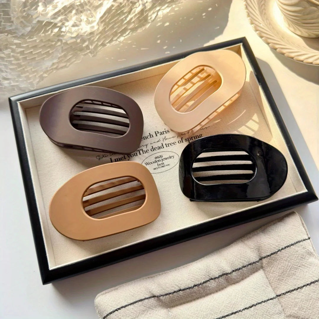 Matte Oval Flat Hair Clips for Women
