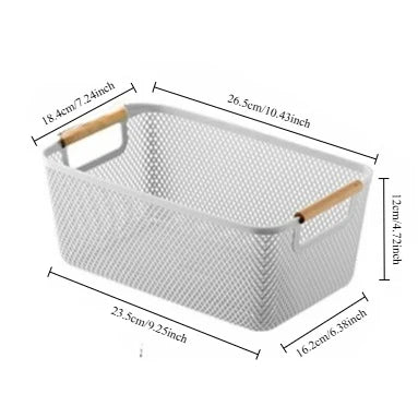 Multi-Purpose Hollow Storage Basket with Wood Handles - 9