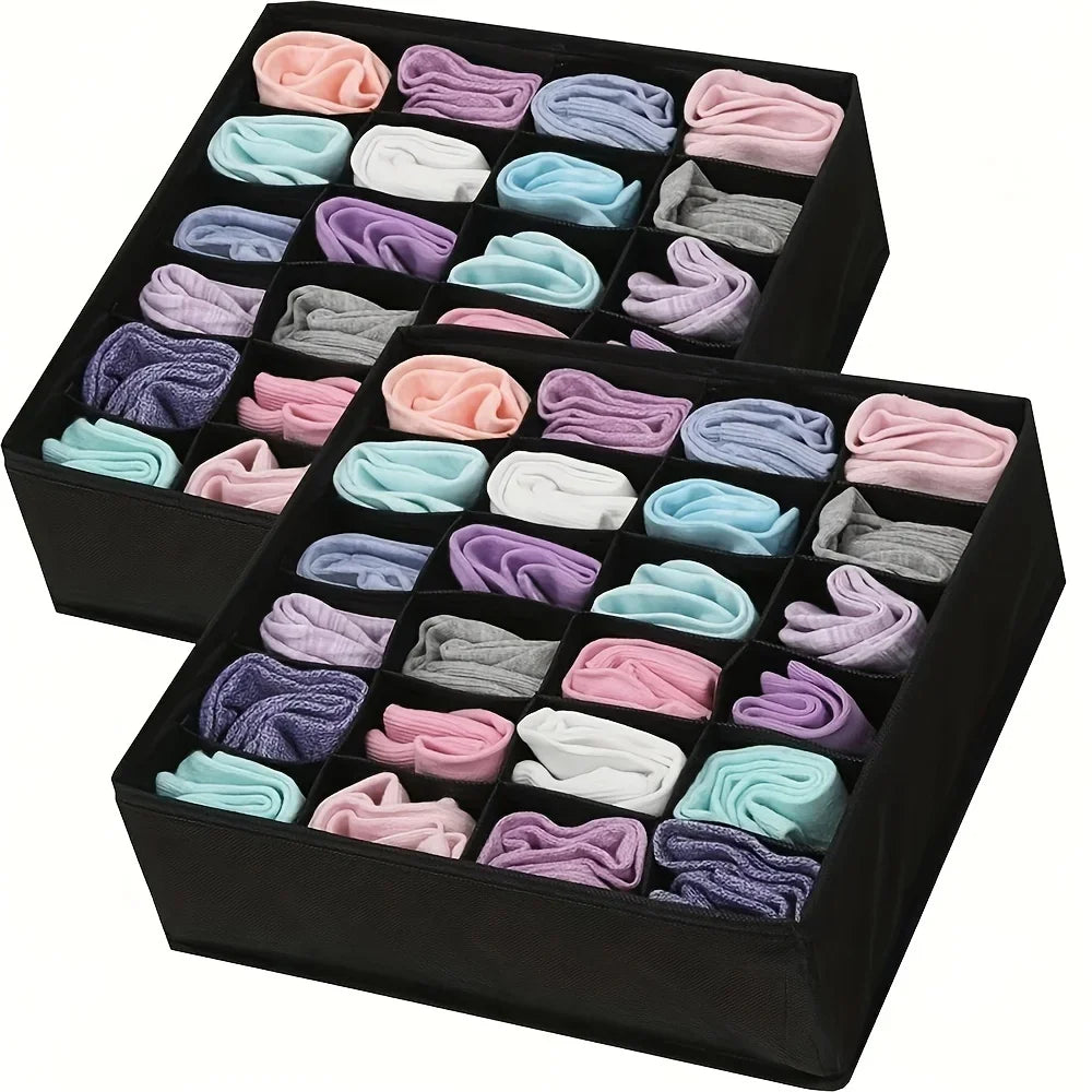 Foldable 24-Compartment Drawer Organizer for Underwear and Socks