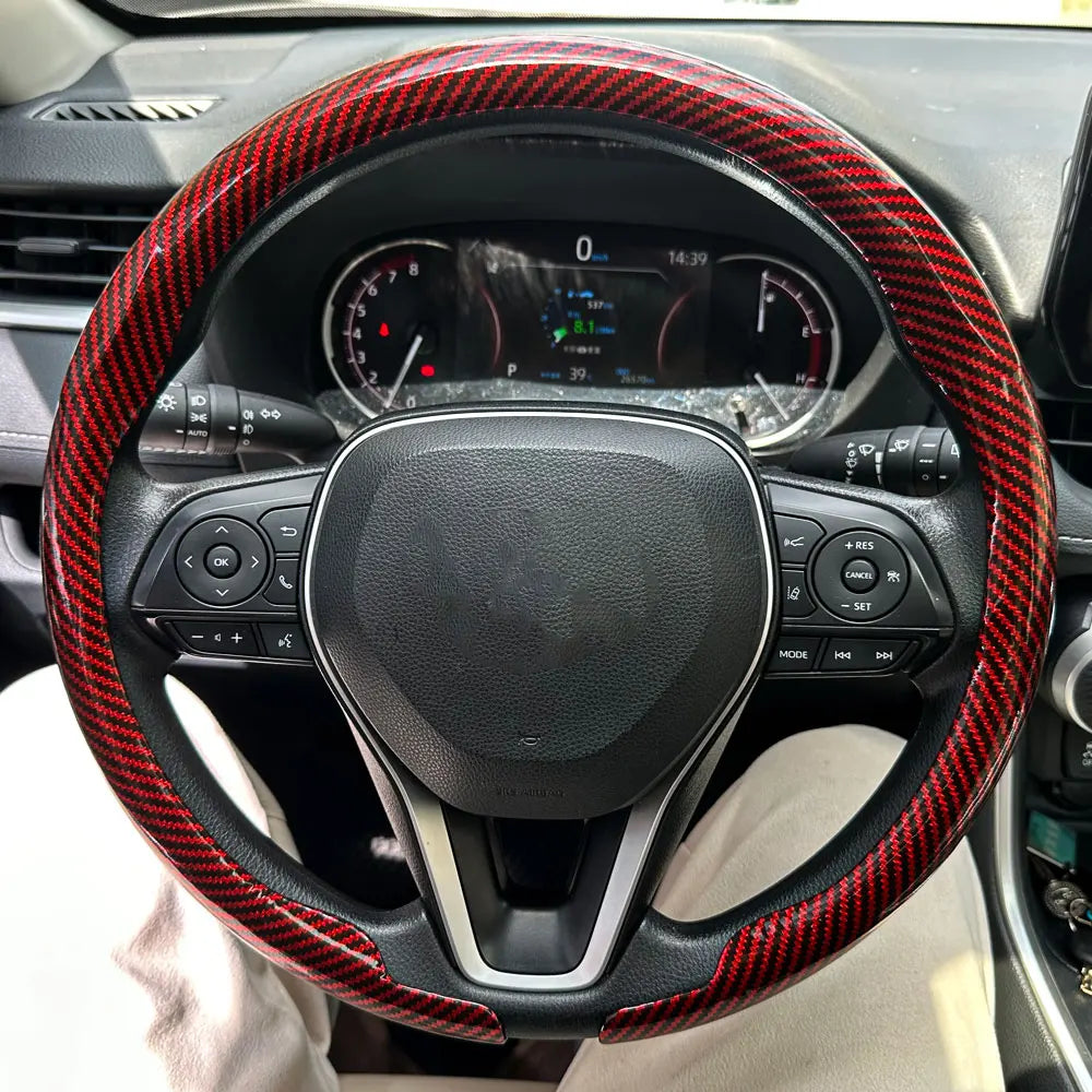 Universal Carbon Fiber Steering Wheel Cover for All Seasons - 17