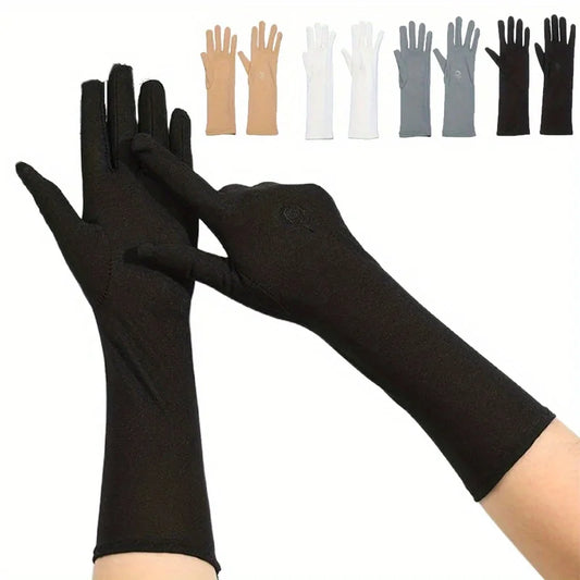 Embroidered Stretch Sun Protection Gloves for Women
