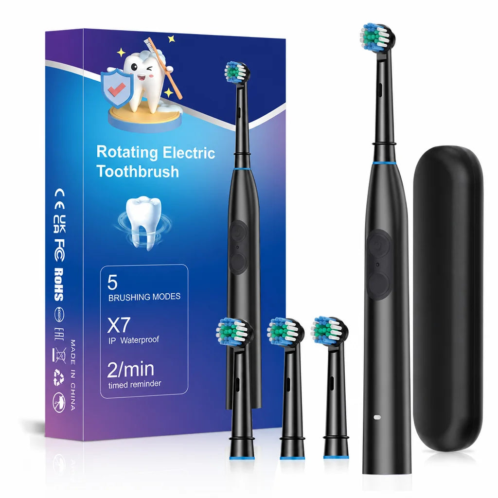 5-Mode Rechargeable Electric Toothbrush with 4 Replacement Heads