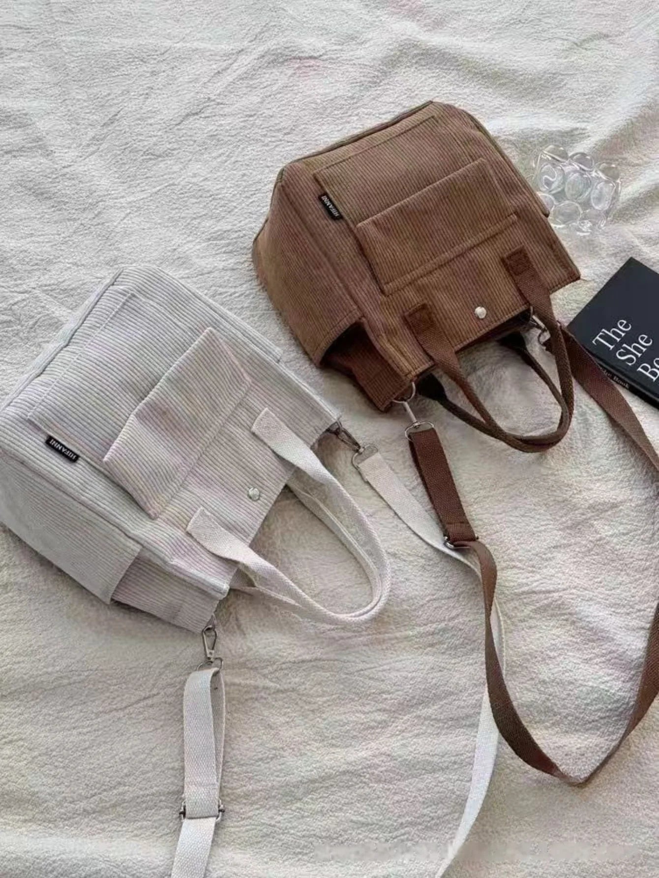 Multifunctional Corduroy Casual Shoulder and Handbag - 11