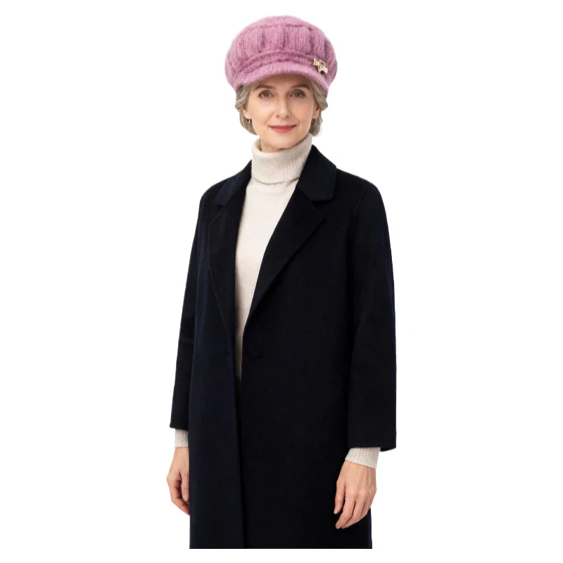 Warm Knitted Winter Hat with Brim for Women - 2