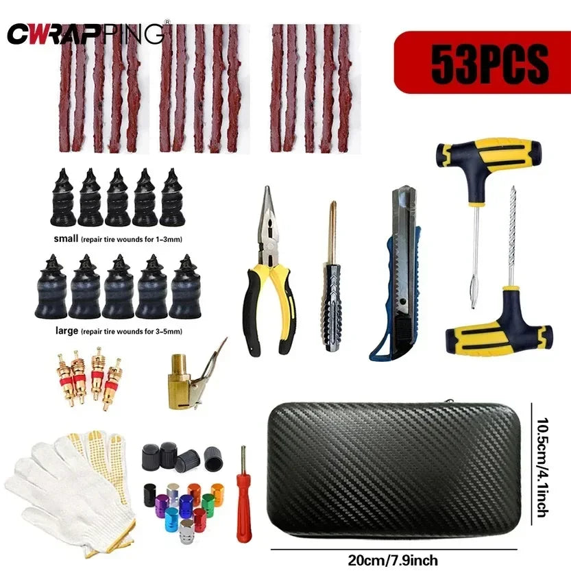 Emergency Tire Puncture Repair Kit for Cars and Motorcycles - 1