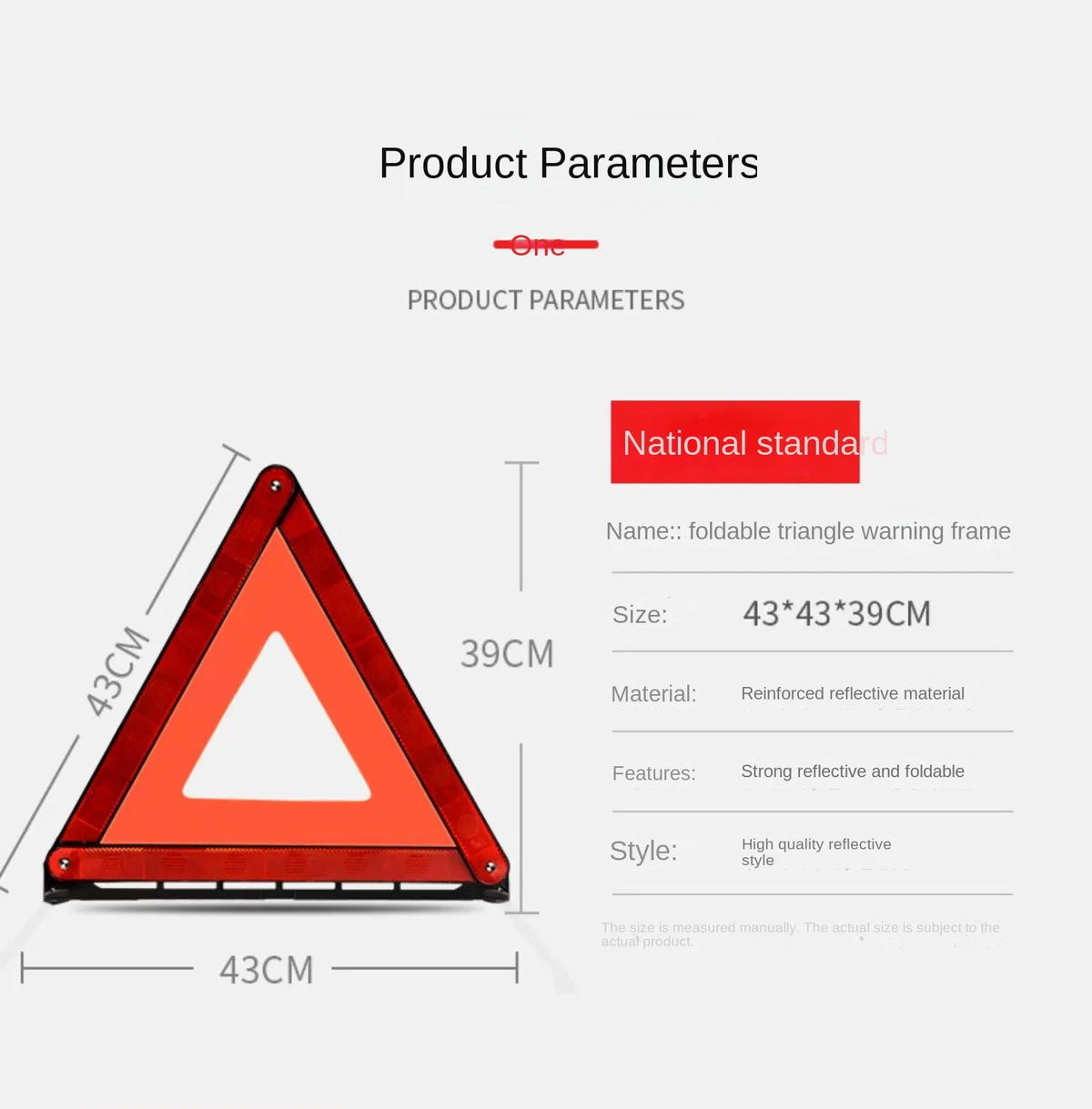 Foldable Reflective Roadside Emergency Warning Triangle
