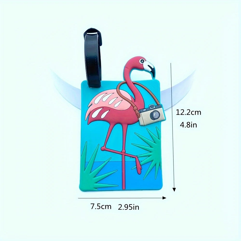 Cute Flamingo Luggage Tag Travel Bag Identifier and ID Holder - 2