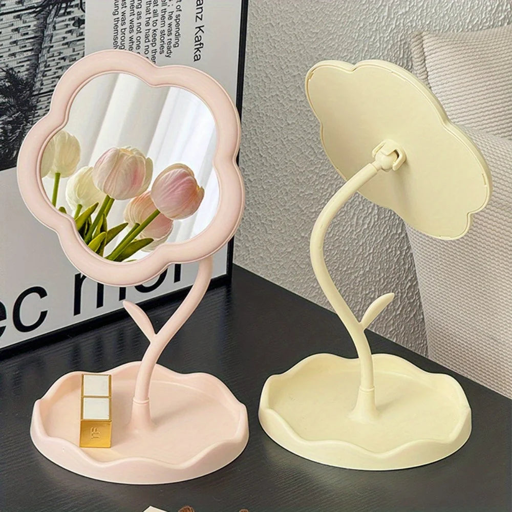 Sunflower Vanity Makeup Mirror with Storage Tray Desktop Swivel Mirror - 8