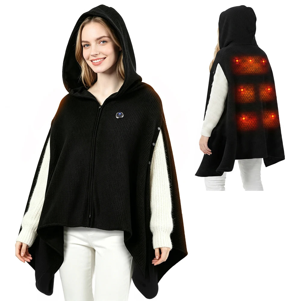 Wearable USB Graphene Heated Hooded Shawl