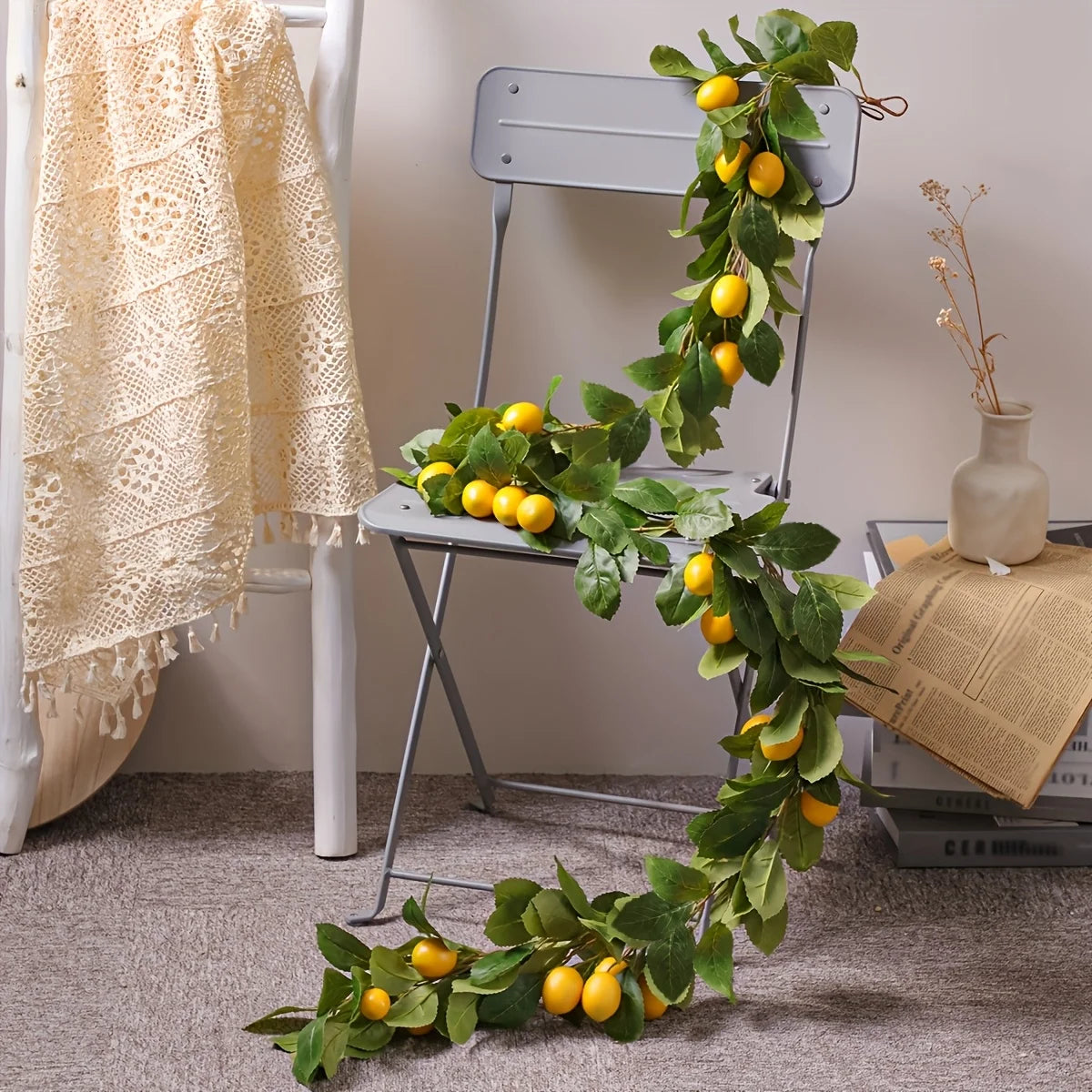Artificial Lemon and Eucalyptus Garland for Home Decor