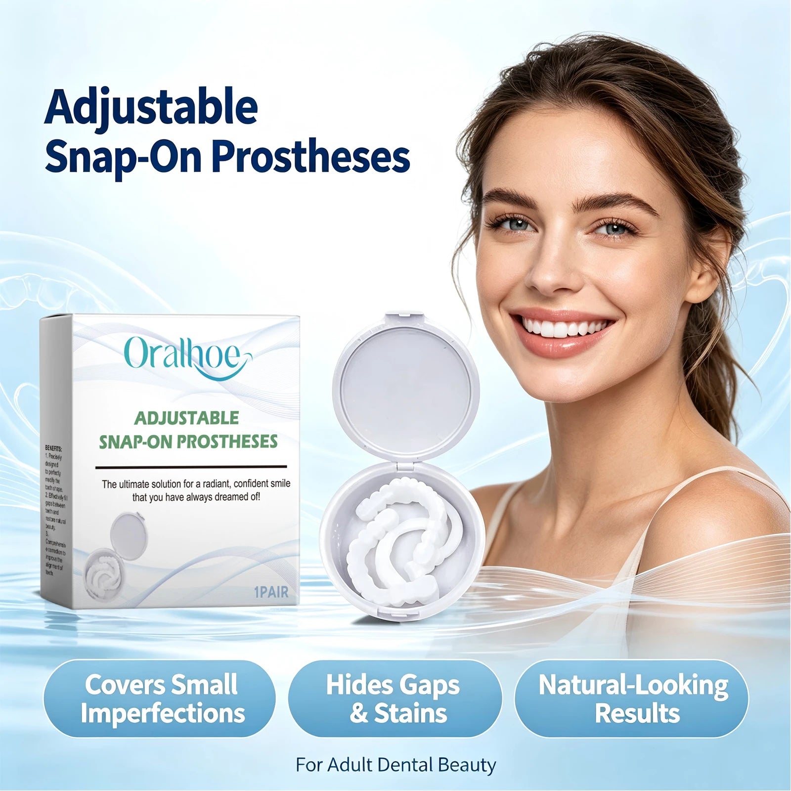 Adjustable Snap-On Dentures for Instant Smile Makeover - 1