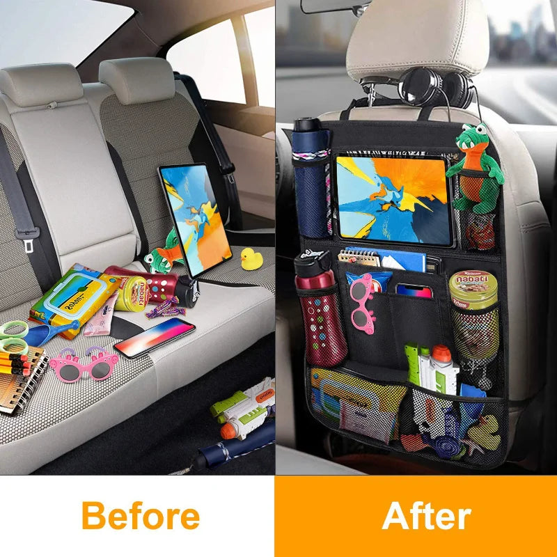 Car Backseat Organizer with Touch Screen Tablet Holder - 3
