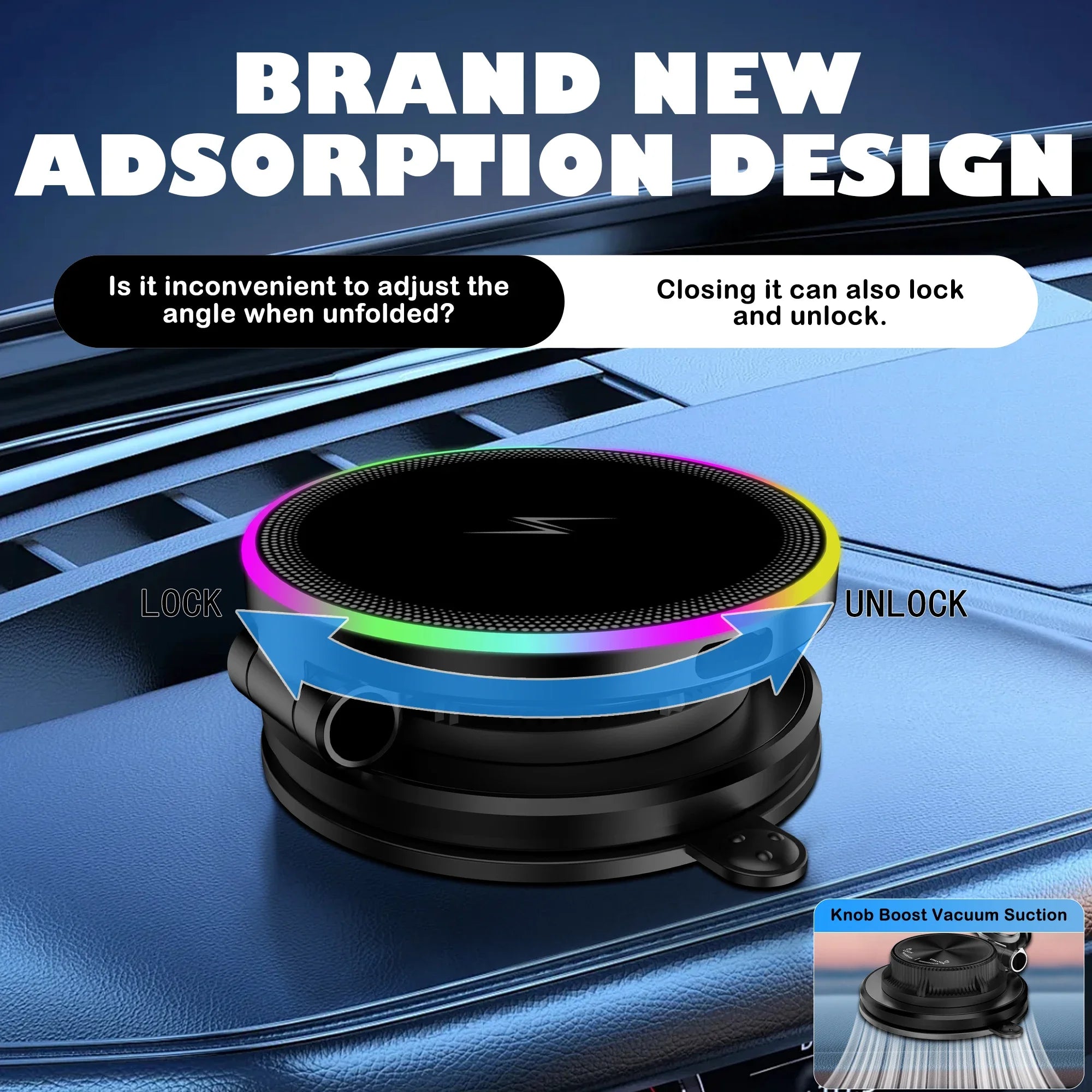 Magnetic Wireless Car Charger Mount with RGB Ambient Lighting - 6