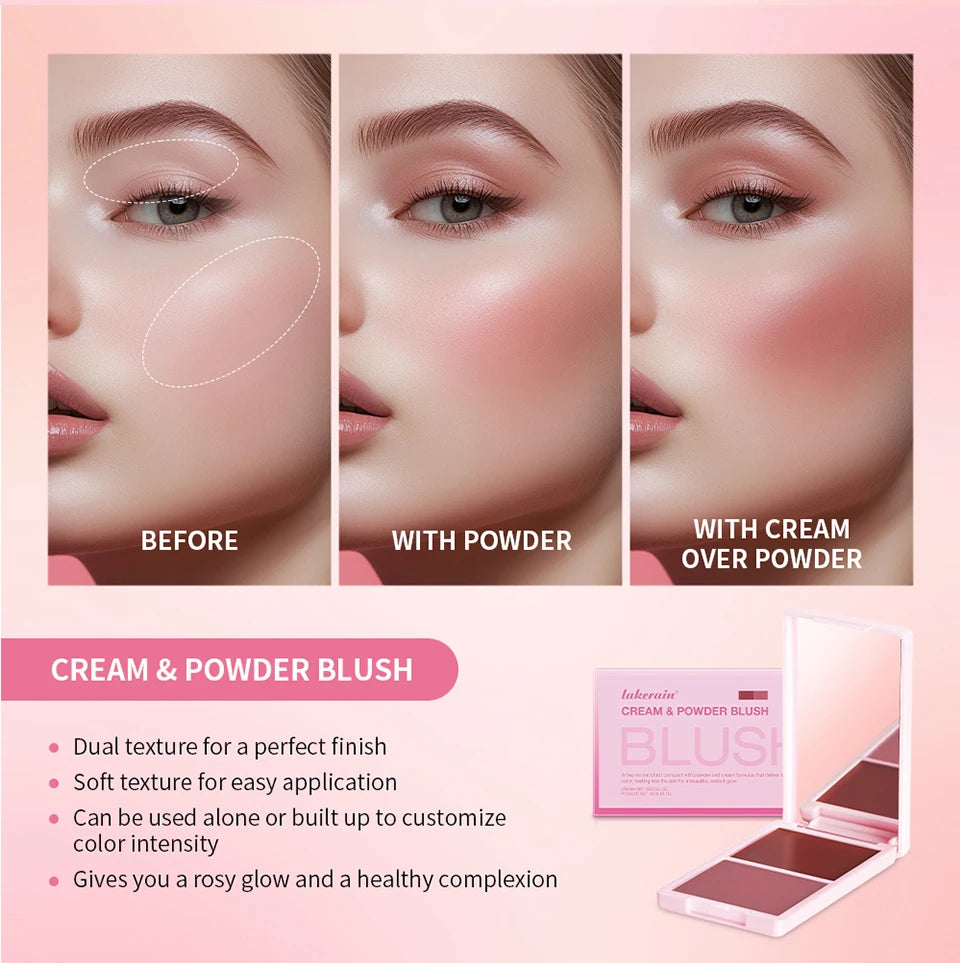 2-in-1 Cream and Powder Blush Palette for Radiant Cheek Makeup
