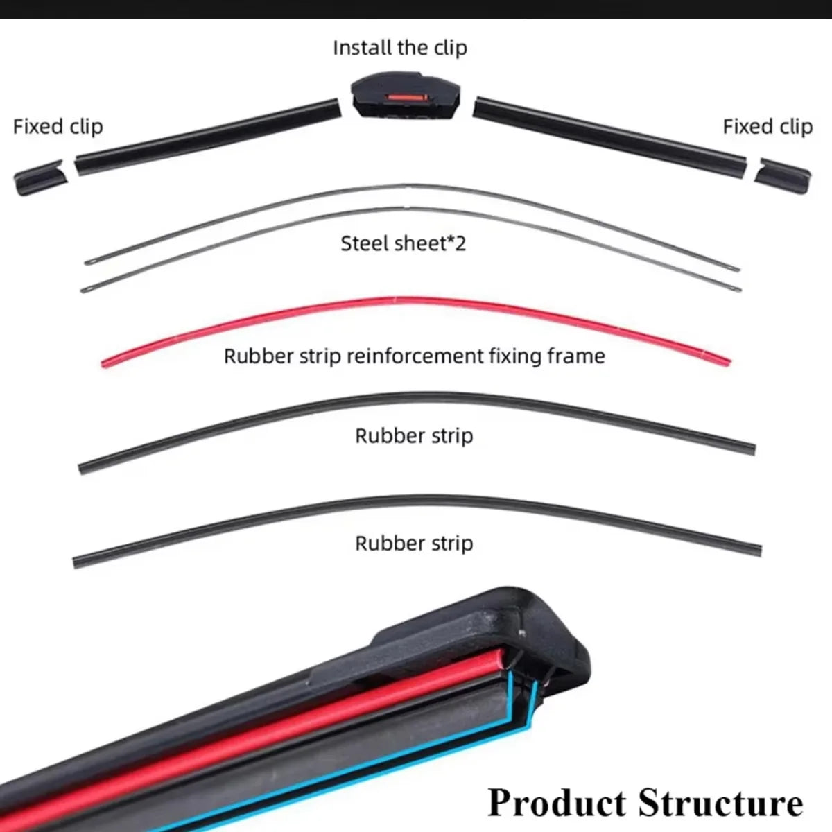 Universal J-Hook Car Windshield Wiper Blades - 6