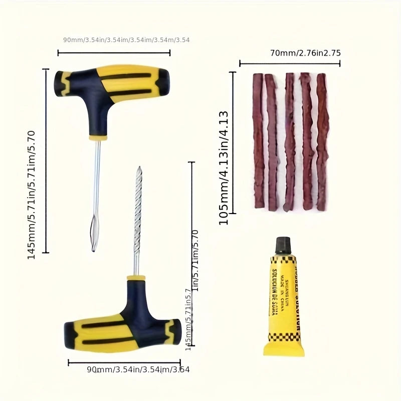 Emergency Tire Puncture Repair Kit for Cars and Motorcycles
