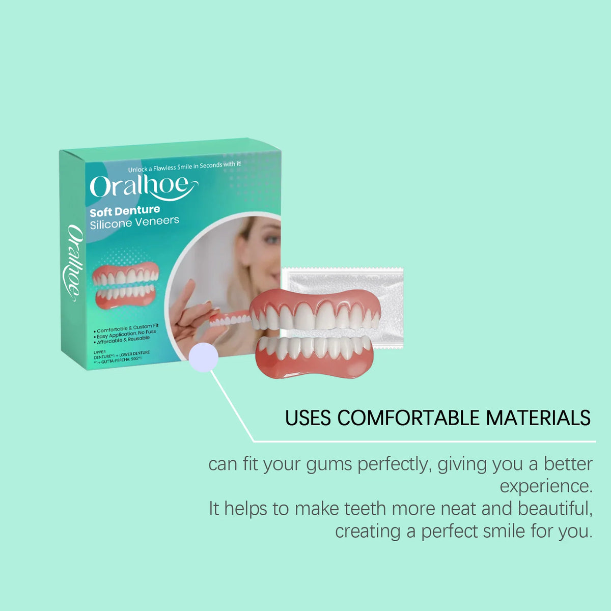 Flexible Silicone Cosmetic Denture Set for Smile Restoration