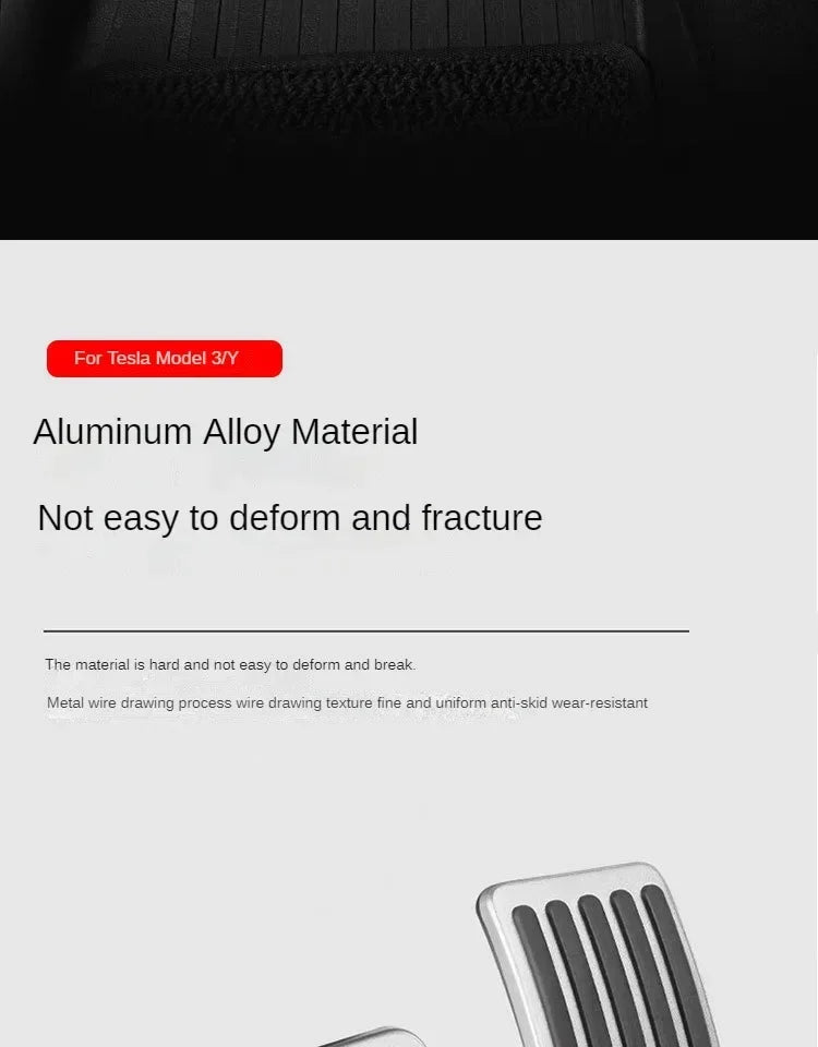 Aluminum Non-Slip Pedal Cover Set for Tesla Model 3 and Model Y - 9