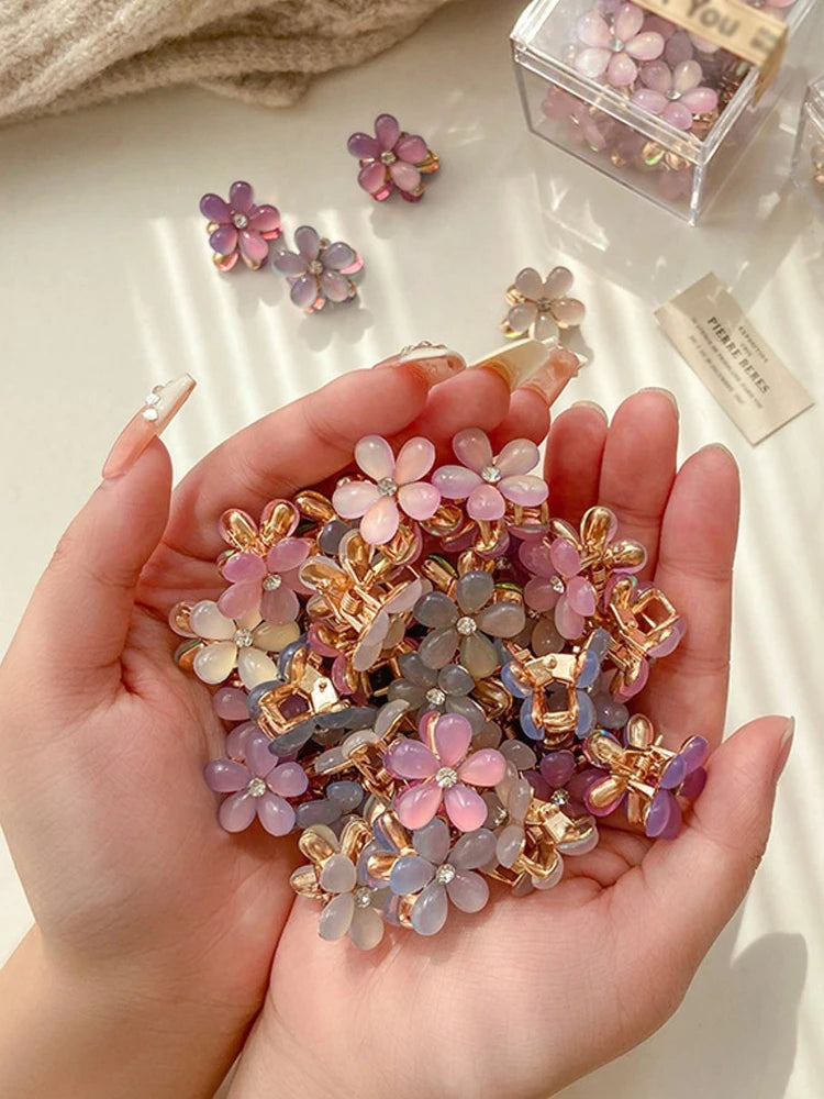 10pcs Fairy Flower Hair Claw Clips Cute Floral Mini Hair Accessories