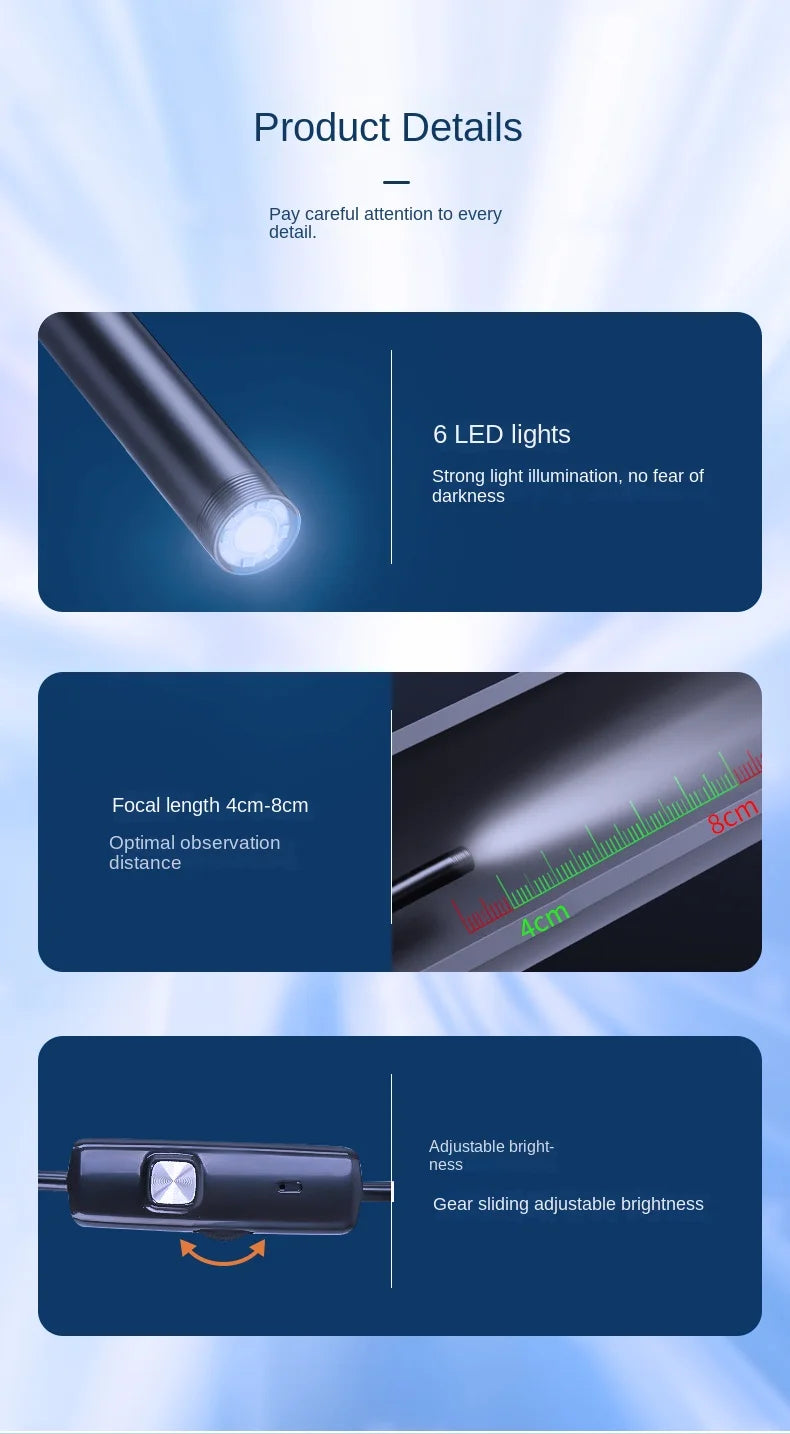 HD Waterproof Inspection Endoscope Camera for Android and PC