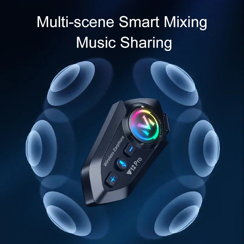 Wireless Motorcycle Helmet Bluetooth Headset with 500M Intercom