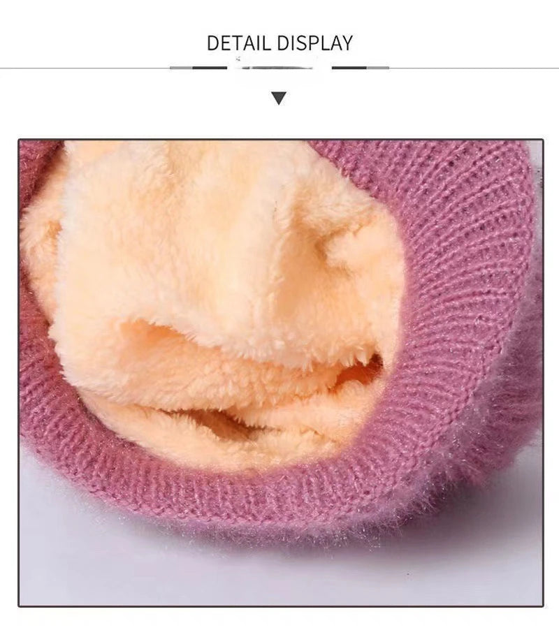 Warm Knitted Winter Hat with Brim for Women
