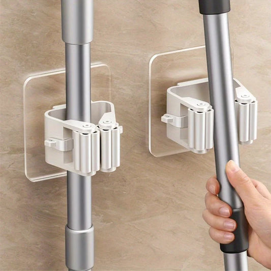 Adhesive Wall-Mounted Mop and Broom Holder