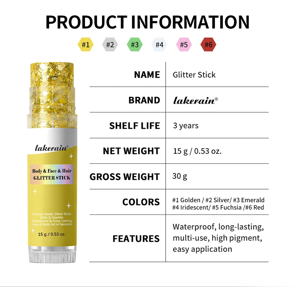 Waterproof Glitter Shimmer Stick for Face and Body - 18