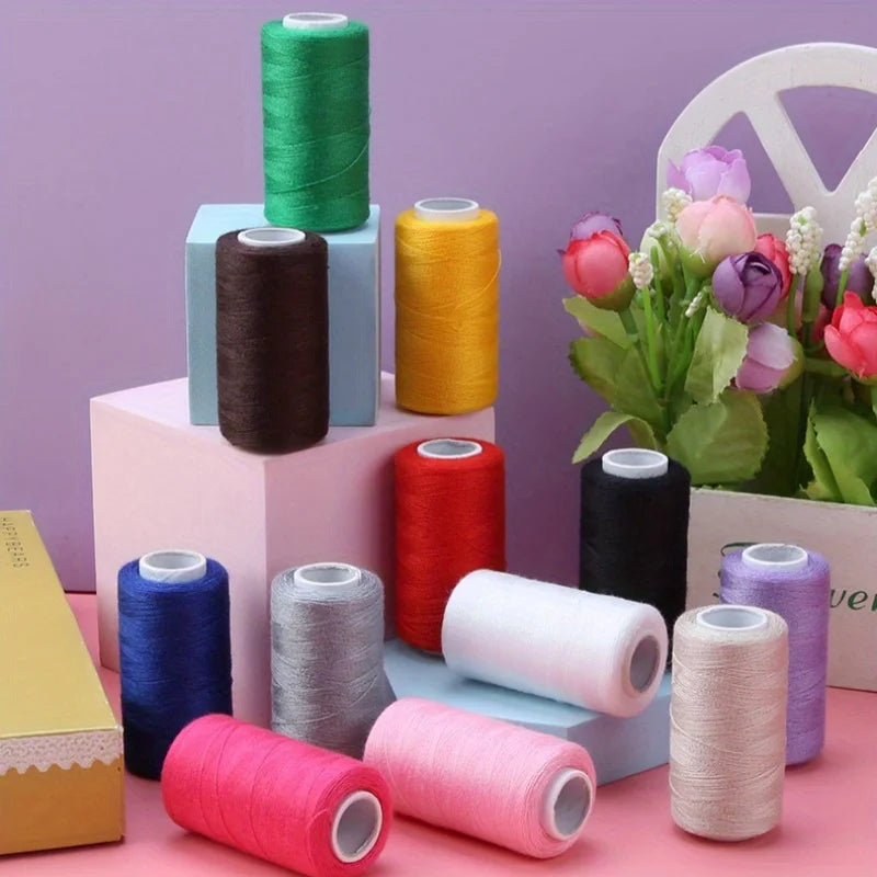 12 Pack Polyester Sewing Thread Set Vibrant Colorful Spools for Crafts - 3